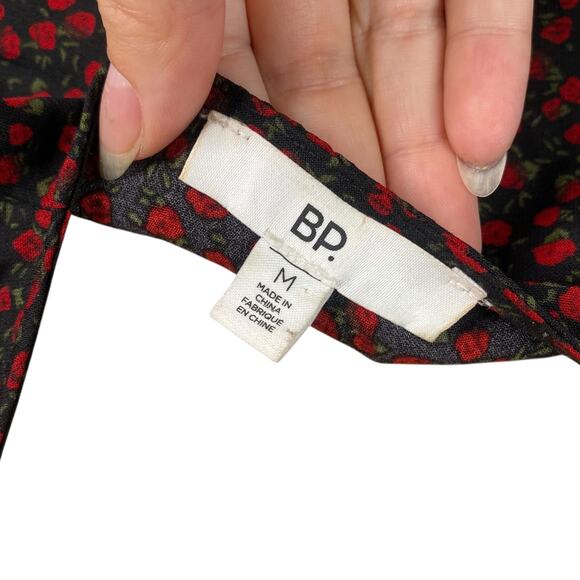 Nordstrom Bp Black Red Ditsy Floral Whimsigoth Peplum Blouse Top SZ M - Picture 8 of 8